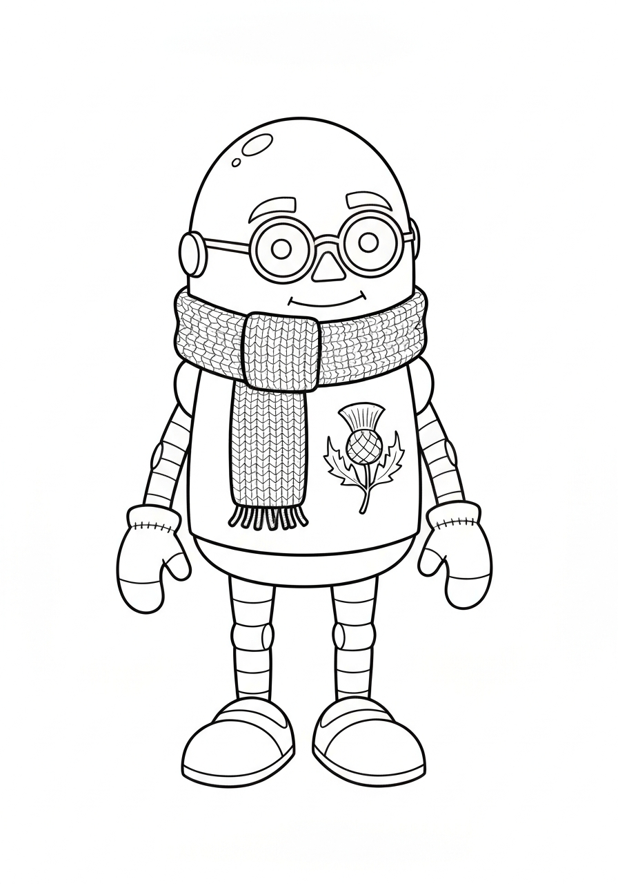 Colouring page line art of Dada-Bot.